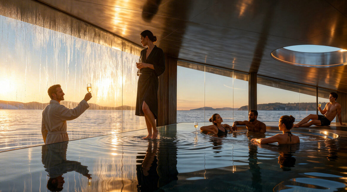 SKY SPA | A private retreat above the fjord, designed for intimate gatherings, celebrations and unforgettable moments under the midnight sun.